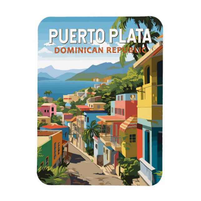 Puerto Plata Dominican Republic Travel Art Vintage Magnet (Vertical)