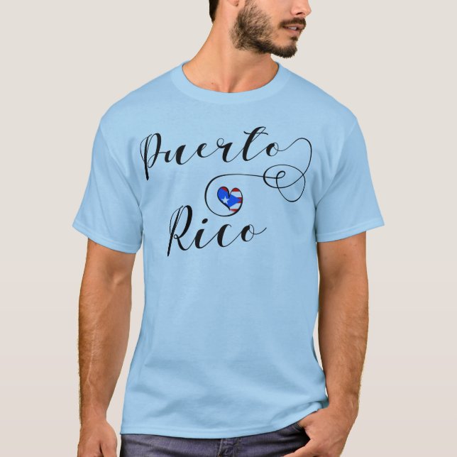 Puerto Rica Flag Heart, Puerto Rican Design T-Shirt (Front)