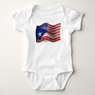 Puerto Rican-American Waving Flag Baby Bodysuit
