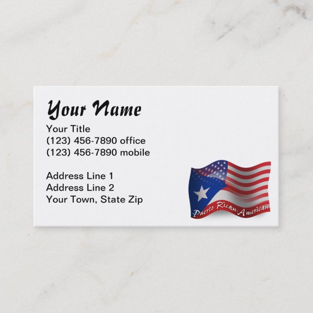 Puerto Rican-American Waving Flag Business Card (Front)