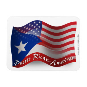 Puerto Rican-American Waving Flag Magnet