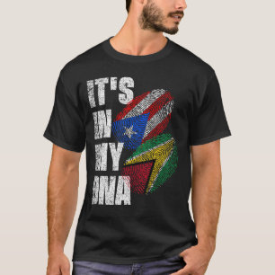 Puerto Rican And Guyanese Mix DNA Flag Heritage T-Shirt