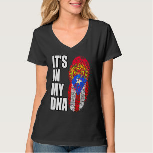 Puerto Rican And Kyrgyzstani Mix Dna Heritage Flag T-Shirt