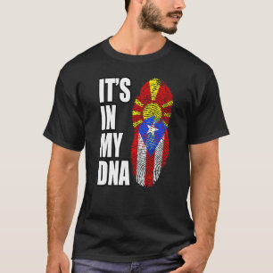 Puerto Rican And Macedonian Mix Dna Heritage Flag T-Shirt