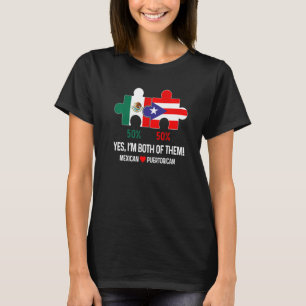 Puerto Rican And Mexican Heritage Flag Pride DNA H T-Shirt