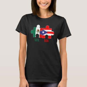 Puerto Rican And Mexican Heritage Flag Pride DNA H T-Shirt