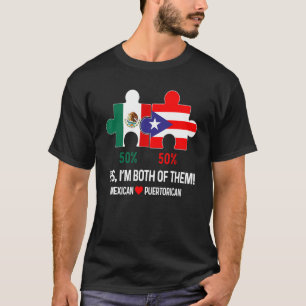 Puerto Rican And Mexican Heritage Flag Pride DNA H T-Shirt