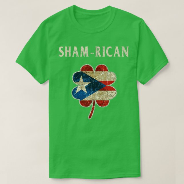 Puerto Rican Boricua Irish Shamrock Flag St Patric T-Shirt (Design Front)