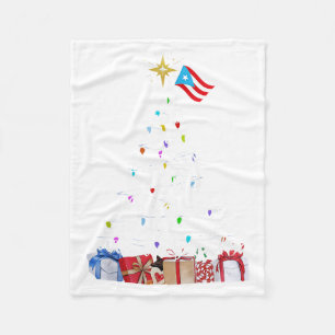 Puerto Rican Christmas Tree Lights Food Traditions Fleece Blanket
