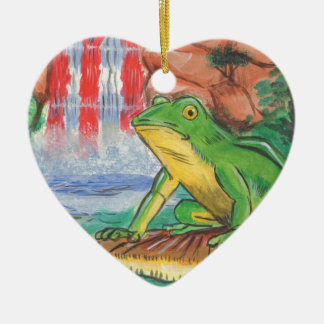 Puerto Rican Coqui Frog Water Fall Hand Painted Ni Ceramic Tree Decoration