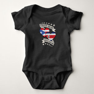 Puerto Rican Costa Rican Heart Flags Puerto Rico C Baby Bodysuit