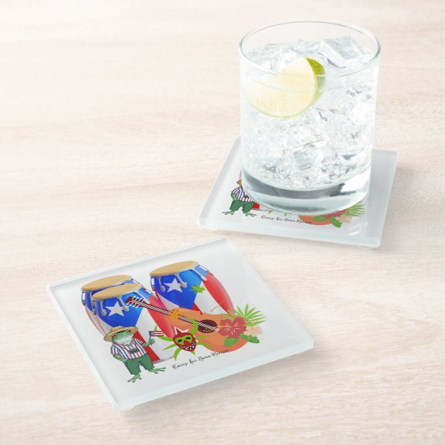 Puerto Rican Cultural Home Decor - Glass Coaster (Angled)