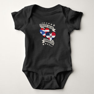 Puerto Rican Dominican Heart Flags Puerto Rico Dom Baby Bodysuit