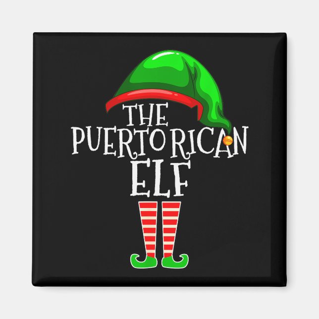 Puerto Rican Elf Family Matching Group Christmas G Magnet (Front)