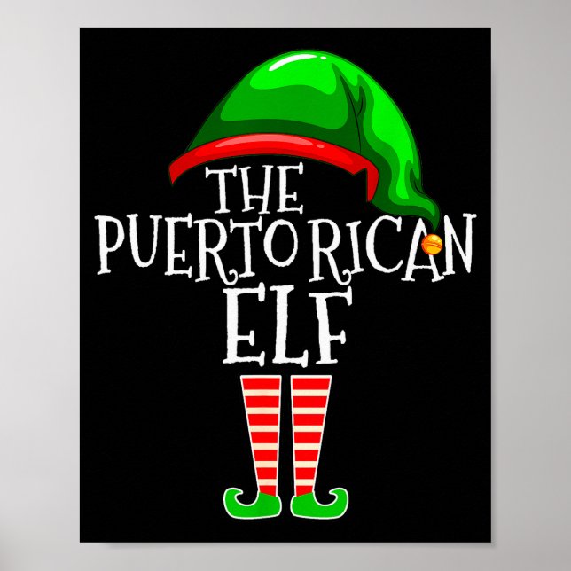 Puerto Rican Elf Family Matching Group Christmas G Poster (Front)