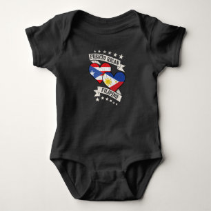 Puerto Rican Filipino Heart Flags Puerto Rico Phil Baby Bodysuit