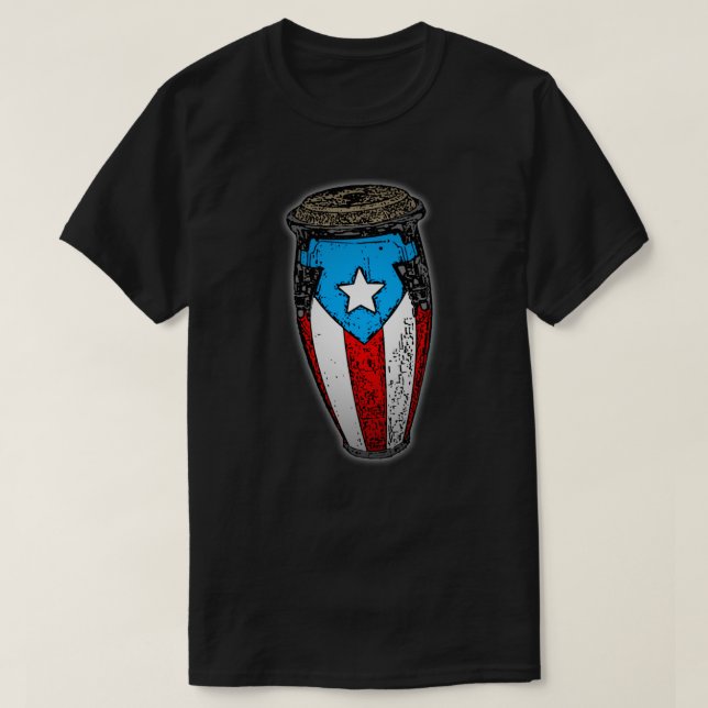 Puerto Rican Flag Conga Drum  T-Shirt (Design Front)