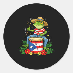 Puerto Rican Flag Coqui Frog Puerto Rico Hispanic Classic Round Sticker