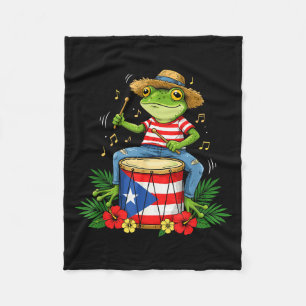 Puerto Rican Flag Coqui Frog Puerto Rico Hispanic  Fleece Blanket