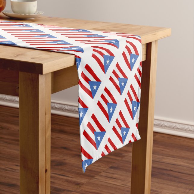 Puerto Rican Flag Print Short Table Runner (In Situ)