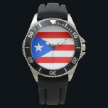 Puerto Rican Flag (Puerto Rico) Watch<br><div class="desc">This design features the flag of Puerto Rico, which represents and symbolises the Caribbean island and its people. The Commonwealth of Puerto Rico ("Estado Libre Asociado de Puerto Rico") is an unincorporated territory of the United States of America. Originally populated by the indigenous Taíno people, Puerto Rico was colonised by...</div>