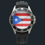 Puerto Rican Flag (Puerto Rico) Watch<br><div class="desc">This design features the flag of Puerto Rico, which represents and symbolises the Caribbean island and its people. The Commonwealth of Puerto Rico ("Estado Libre Asociado de Puerto Rico") is an unincorporated territory of the United States of America. Originally populated by the indigenous Taíno people, Puerto Rico was colonised by...</div>