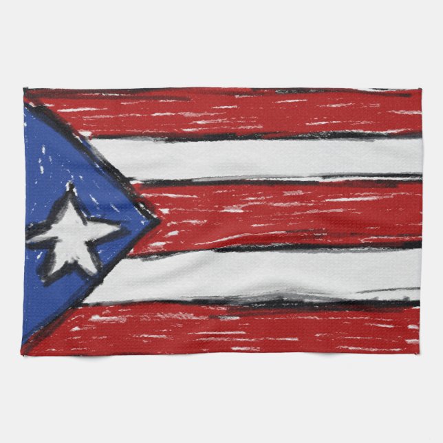 Puerto Rican Flag Tea Towel (Horizontal)
