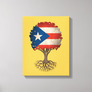Puerto Rican Flag Tree of Life Customisable Canvas Print