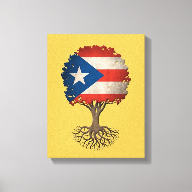 Puerto Rican Flag Tree of Life Customisable Canvas Print (Front)
