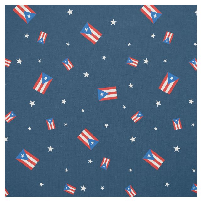 Puerto Rican Flags and Stars Navy Fabric (Swatch)