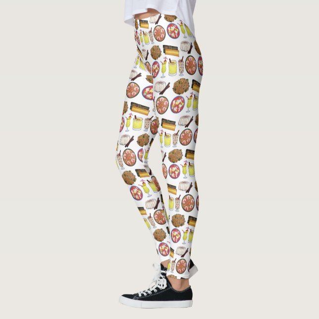 Puerto Rican Food Cuisine Love Puerto Rico Foodie Leggings (Left)