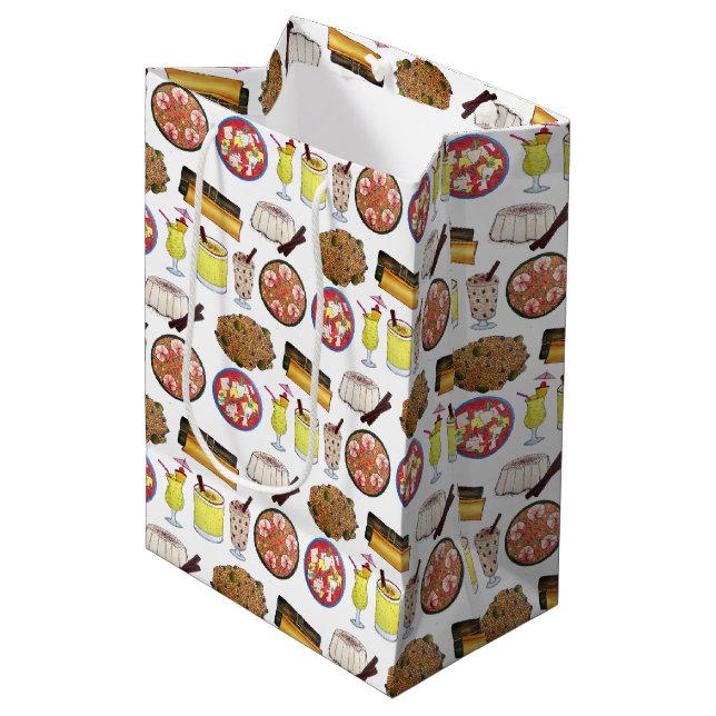 Puerto Rican Food Cuisine Love Puerto Rico Foodie Medium Gift Bag (Front Angled)