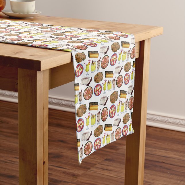 Puerto Rican Food Cuisine Love Puerto Rico Foodie Medium Table Runner (In Situ)