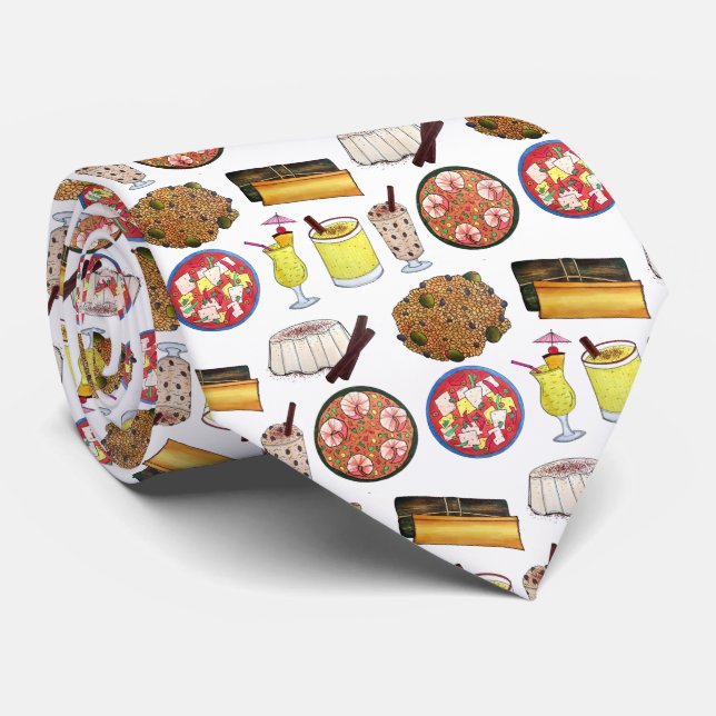 Puerto Rican Food Cuisine Love Puerto Rico Foodie Tie (Rolled)