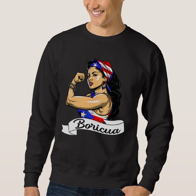 Puerto Rican Girl Boricua Puerto Rico Flag Pride W Sweatshirt (Front)