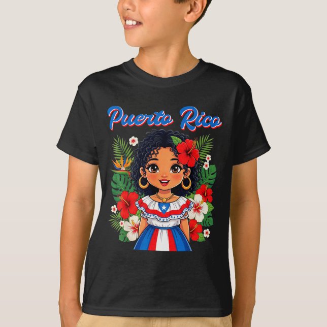 Puerto Rican Girl Culture Pride Cute Girl Traditio T-Shirt (Front)