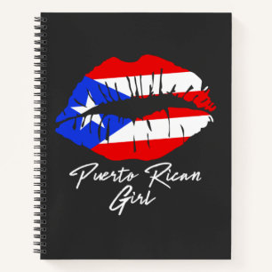 Puerto Rican Girl Lips Flag Boricua Caribbean Love Notebook