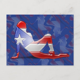 Puerto Rican Girl Silhouette Flag Postcard