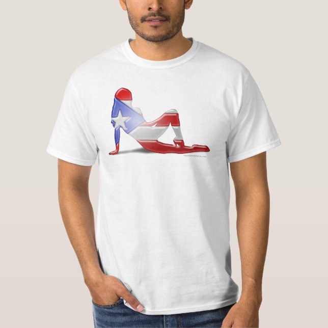 Puerto Rican Girl Silhouette Flag T-Shirt (Front)