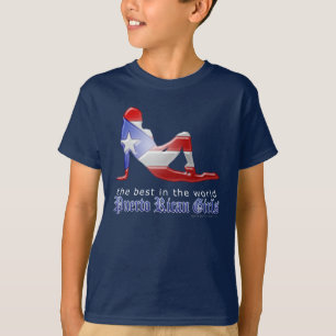 Puerto Rican Girl Silhouette Flag T-Shirt