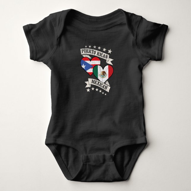 Puerto Rican Mexican Heart Flags Puerto Rico Mexic Baby Bodysuit (Front)