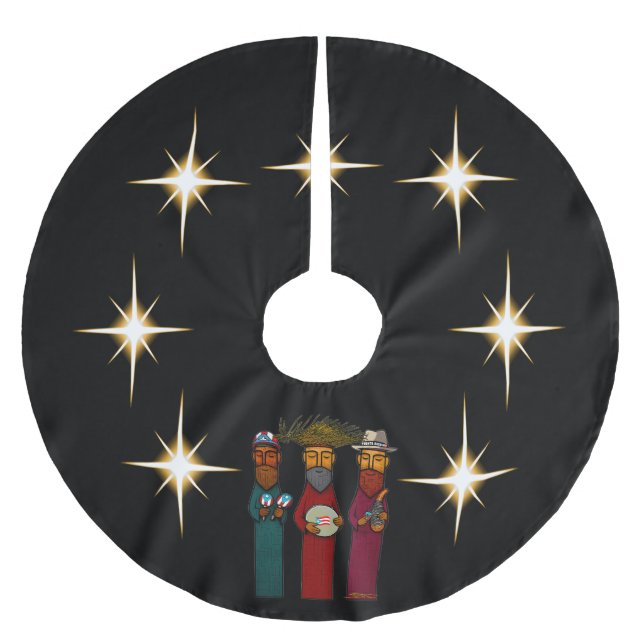 Puerto Rican Three Wise Men – Parranda Brushed Polyester Tree Skirt (Front)