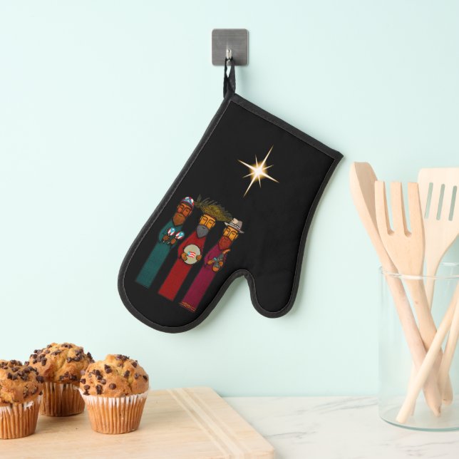 Puerto Rican Three Wise Men – Parranda Oven Mitt (Insitu(Hanging))