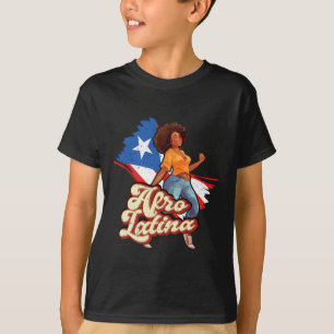 Puerto Rico Afro Latina Boricua Woman Flag Dancing T-Shirt