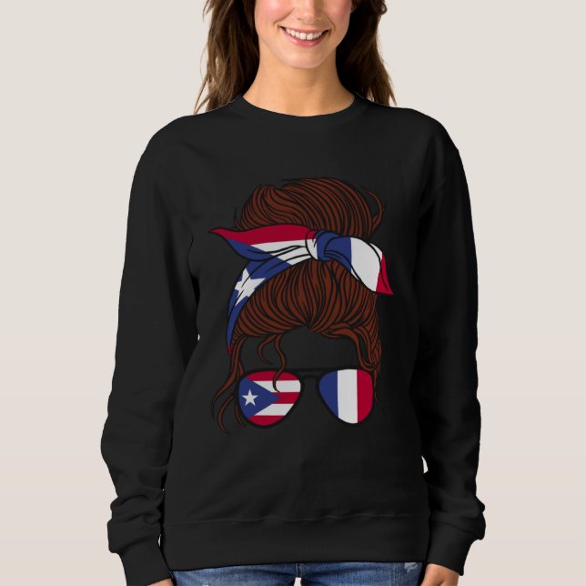 Puerto Rico and France Mix Half Boricua half Frenc Sweatshirt (Front)