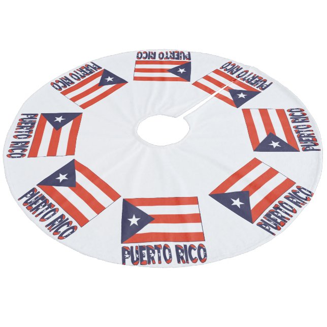 Puerto Rico and Puerto Rican Flag Fleece Tree Skirt (Angled)