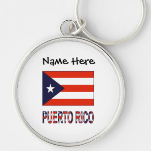 Puerto Rico and Puerto Rican Flag Personalized Key Ring