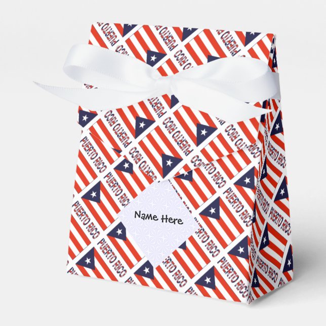 Puerto Rico and Puerto Rican Flag Tiled Your Name Favour Box (Front Side)