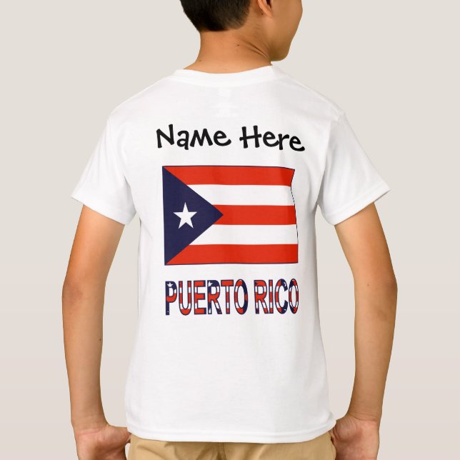 Puerto Rico and Puerto Rican Flag with Your Name T-Shirt (Back)