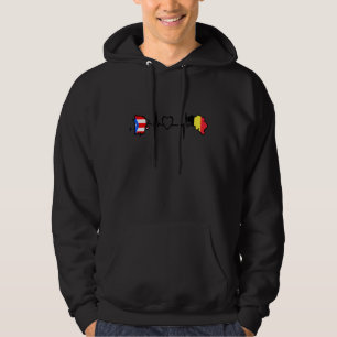 Puerto Rico Belgium Flag Puerto Rican Belgian Hear Hoodie